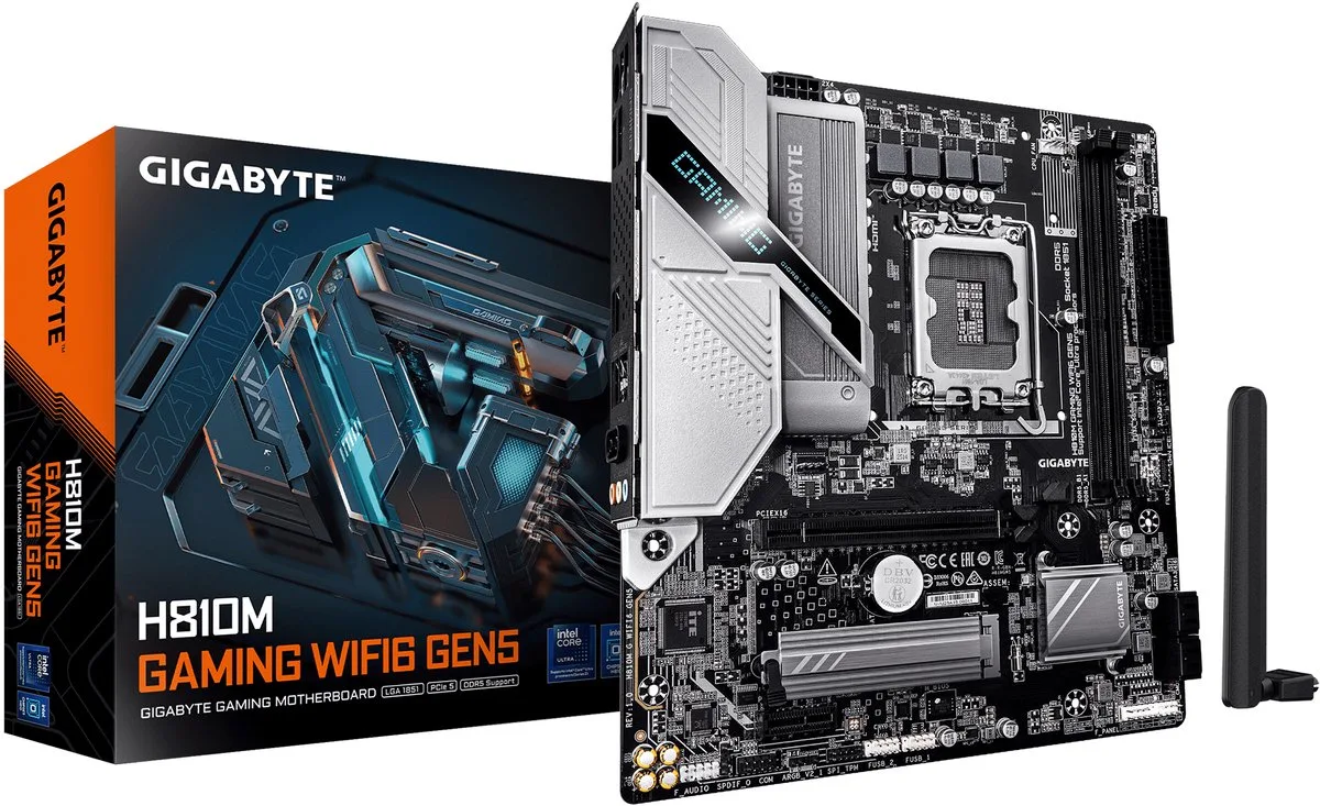 H810M GAMING WIFI6 GEN5 Intel H810 LGA 1851 (Socket V1) micro ATX de Gigabyte, Donkerbruin – jaquette