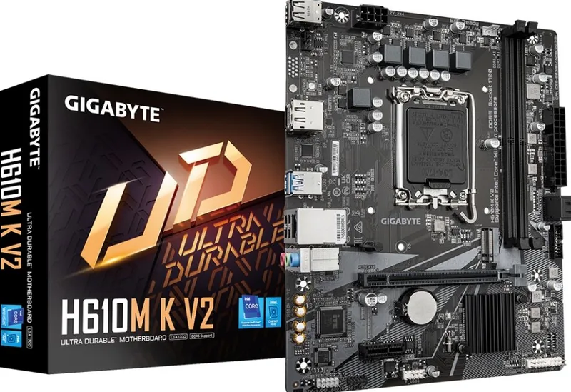 MB GBT Intel 1700 H610M K V2 M-ATX 2xD5 5600 PCIe3x4 USB3.2 Gen1 by Gigabyte – cover