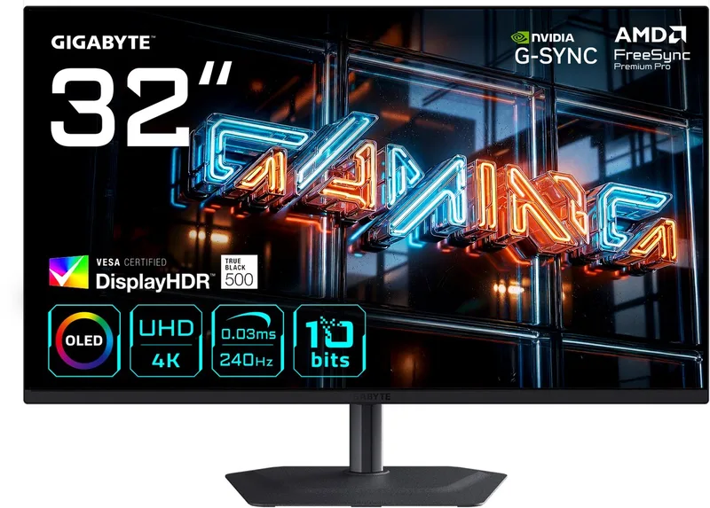 MO32U24 - 4K UHD QD-OLED Gaming Monitor - 240Hz - 32 Inch de Gigabyte, Noir – jaquette