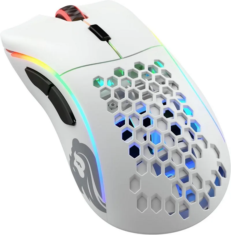 Glorious Gaming Model D Wireless Gaming Maus Ultraleicht 69g Gaming-Maus (USB oder kabellos (2.40GHz), gelochte Oberfläche (Wabenstruktur), Textilkabel) by Glorious, White – cover