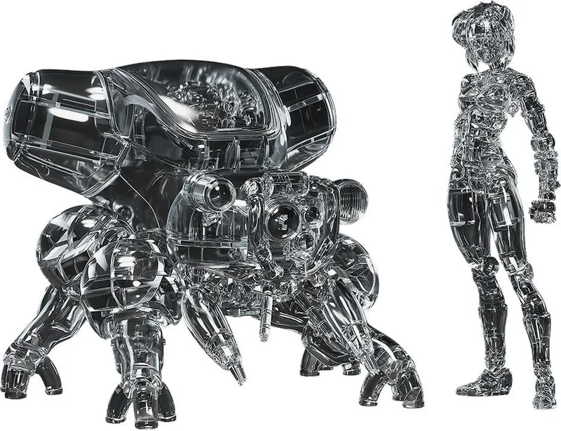 Ghost in the Shell PLAMAX minimum factory Plastic Model Kit - Motoko Kusanagi with Fuchikoma (Thermoptic Camouflage Ver.) de Good Smile Company – jaquette