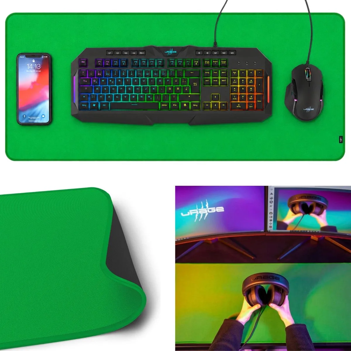 Gaming-muispad - Greenscreen 250 - Desk-Mat fra Hama, Grøn – cover