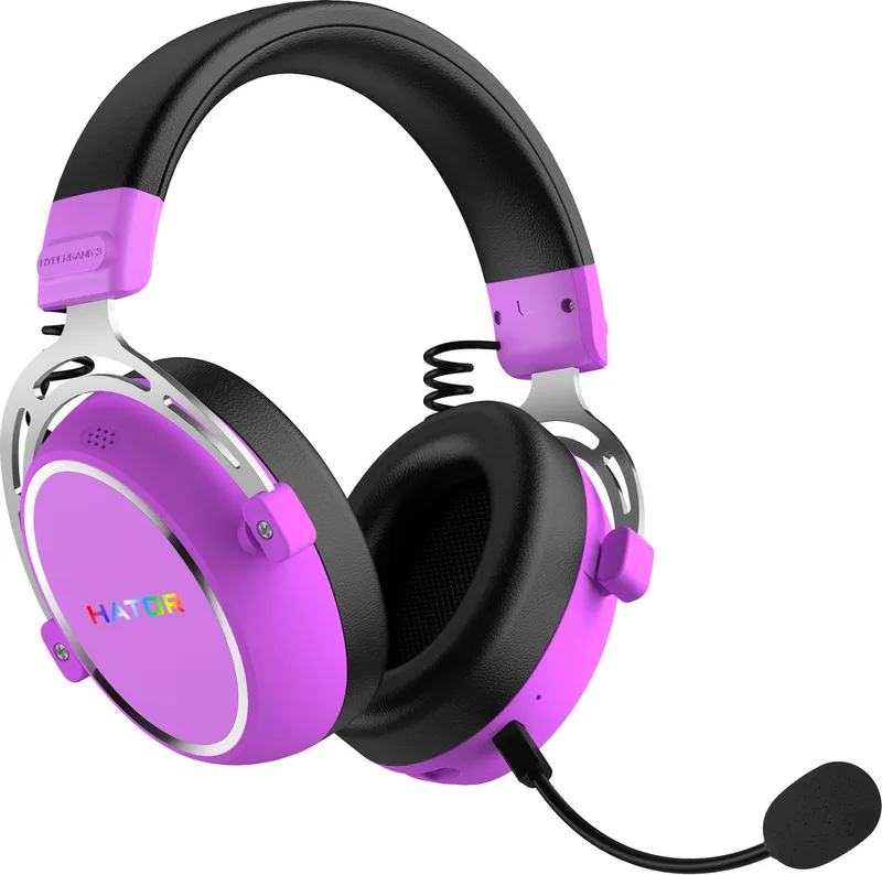 Hypergang 3 Wireless Headset Draadloos Hoofdband Gamen USB Type-C / USB Type-A Bluetooth van HATOR, Paars – cover