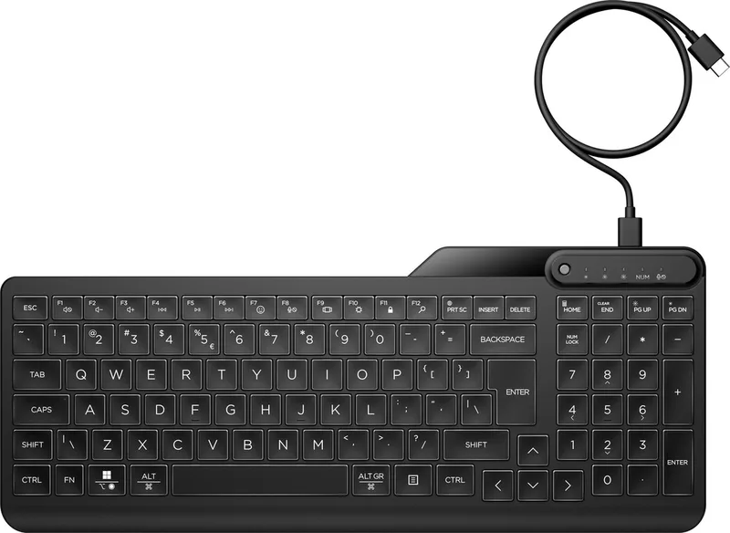 HP 400 Backlit - Toetsenbord met kabel van HP, Zwart, US – cover