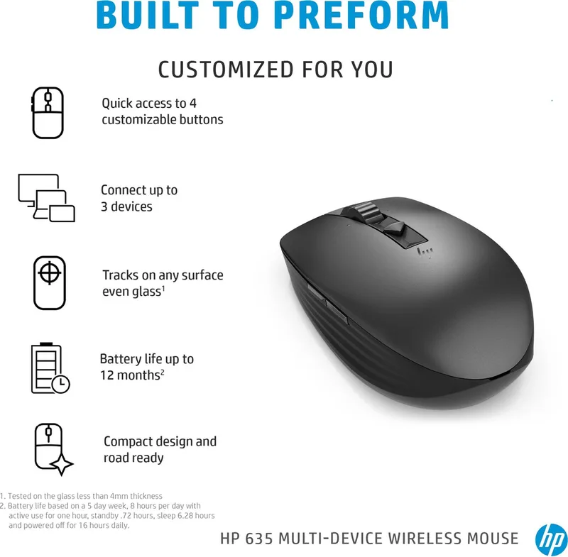 HP 635 draadloze muis voor meerdere apparaten Bluetooth by HP, Black – cover