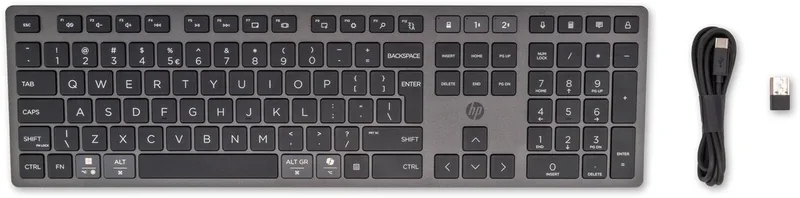 HP 720 Multi-Device - Oplaadbare draadloze toetsenbord - ISO Enter- Zwart van HP, Zwart, US – cover