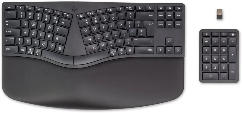 HP 960 - Draadloos Toetsenbord - Ergonomisch - Inclusief Numeriek Toetsenblok - Zwart - ISO Layout van HP, Zwart, US – cover