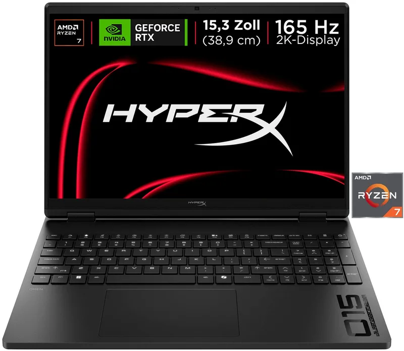 HyperX OMEN 15-gb0071ng Gaming-Notebook (38,8 cm/15,3 Zoll, AMD Ryzen 7 8745HX, GeForce RTX 5070, 16 GB, 512 GB SSD) by HP, Black – cover