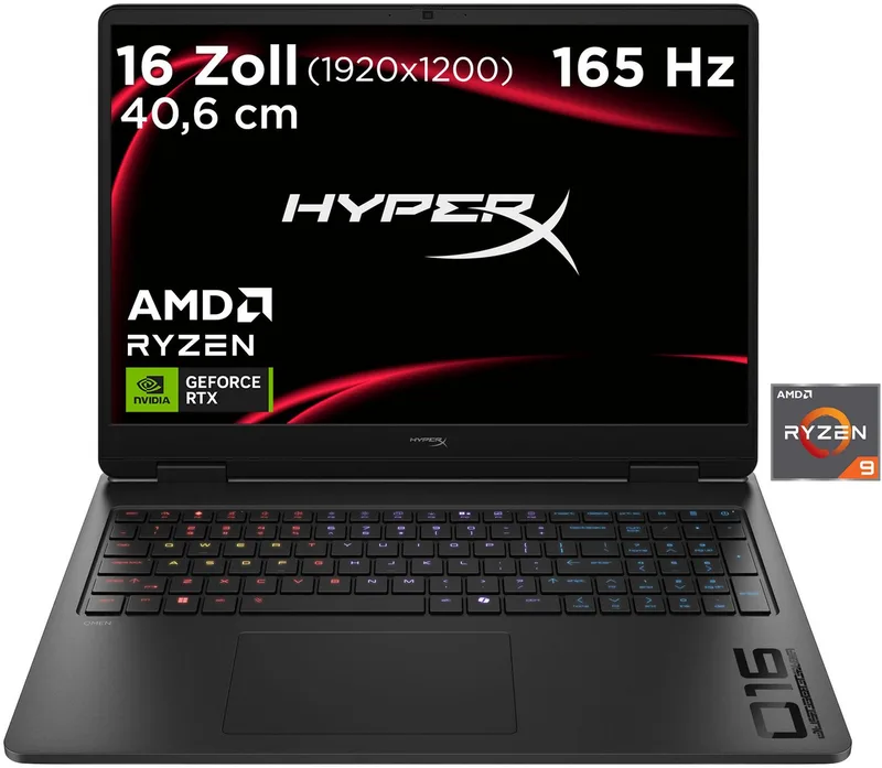 HyperX OMEN 16-ap1291ng Gaming-Notebook (40,64 cm/16 Zoll, AMD Ryzen 9 8940HX, GeForce RTX 5070, 16 GB, 512 GB SSD) by HP, Black – cover