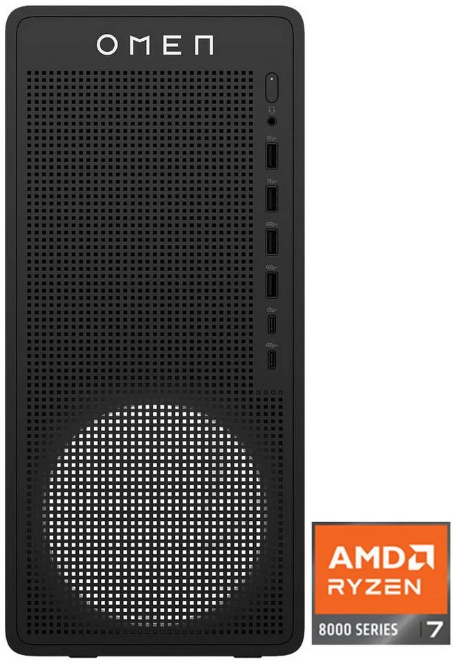 OMEN 16L DT TG03-0285ng Gaming-PC (AMD Ryzen 7 8700F, GeForce RTX 5060 Ti 8GB, 16 GB RAM, 1000 GB SSD) van HP, Zwart – cover