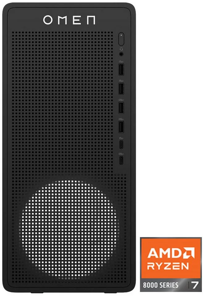 OMEN 16L TG03-0286ng Gaming-PC (AMD Ryzen 7 8700F, Radeon RX 9060XT 16GB, 16 GB RAM, 1000 GB SSD) van HP, Zwart – cover