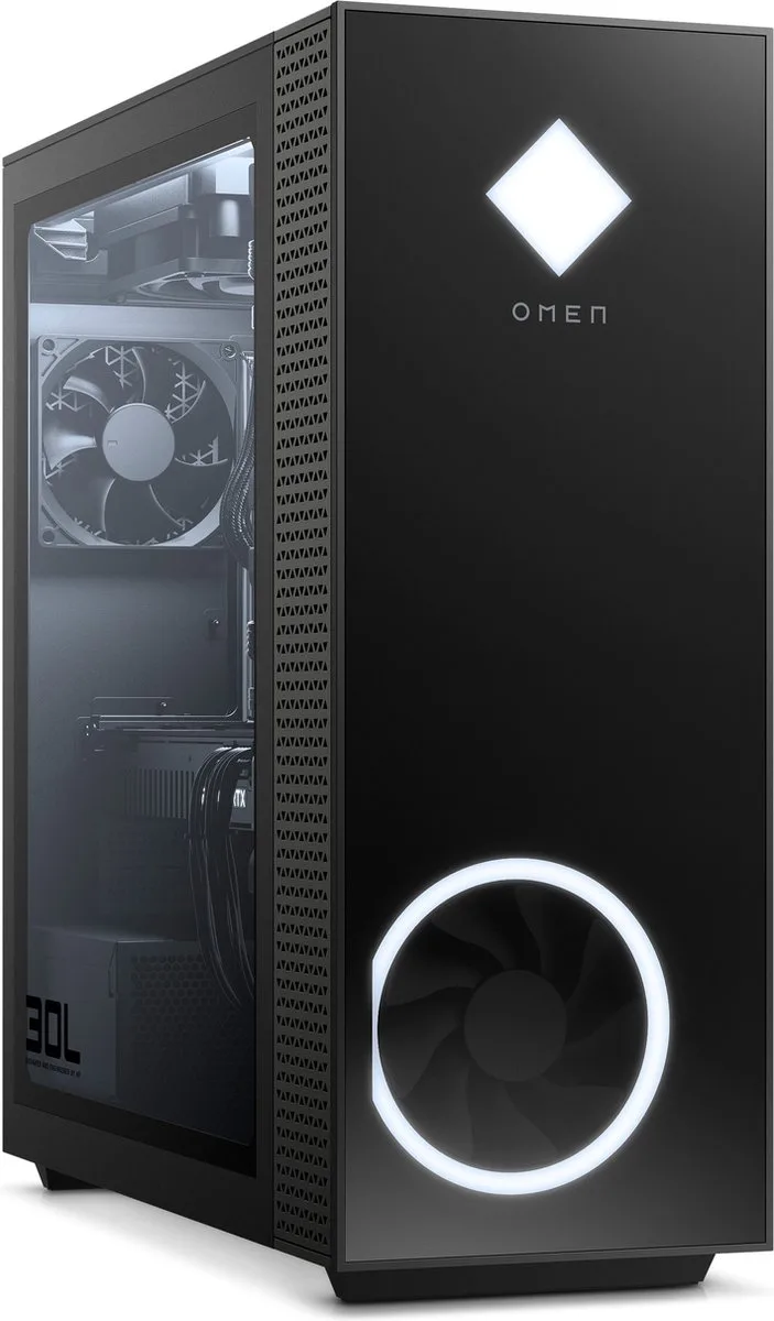 OMEN 30L GT13-1635nd i9-11900K Tower Intel® Core™ i9 32 GB DDR4-SDRAM 2000 GB SSD Windows 10 Home PC de HP, Noir – jaquette