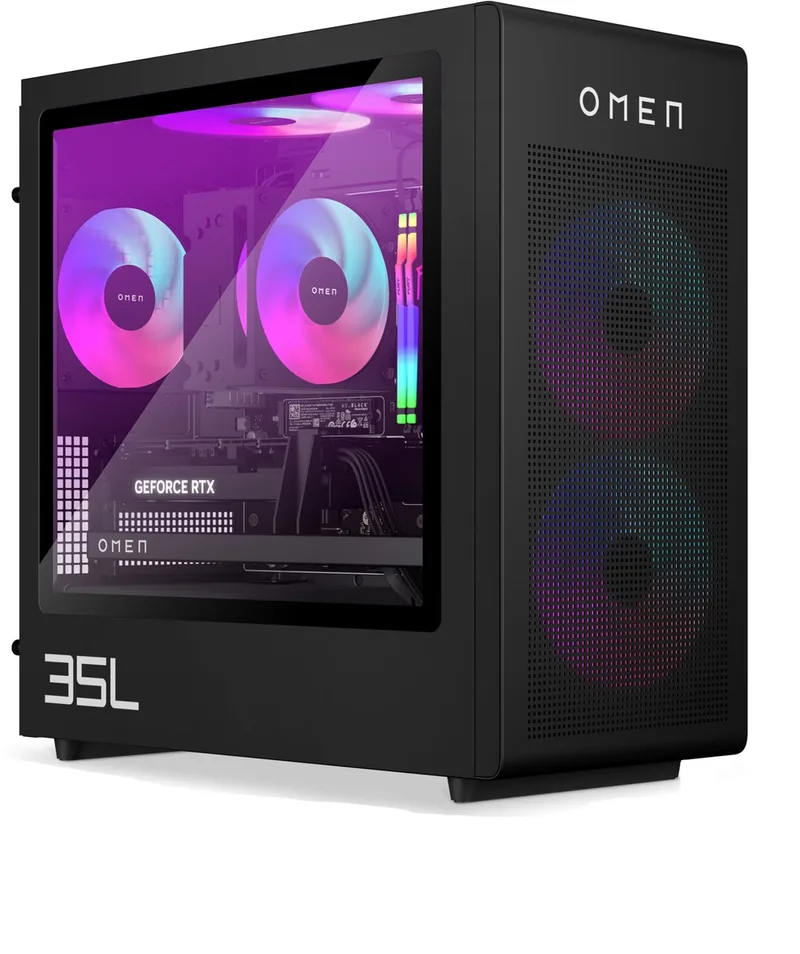 OMEN 35L GT16-0260nd - Gaming Desktop - Intel Core Ultra 7 265K - 32GB DDR5 RGB RAM - 2TB SSD - NVIDIA GeForce RTX 5080 16GB - 240mm Liquid Cooling - Windows 11 Home by HP, Black – cover