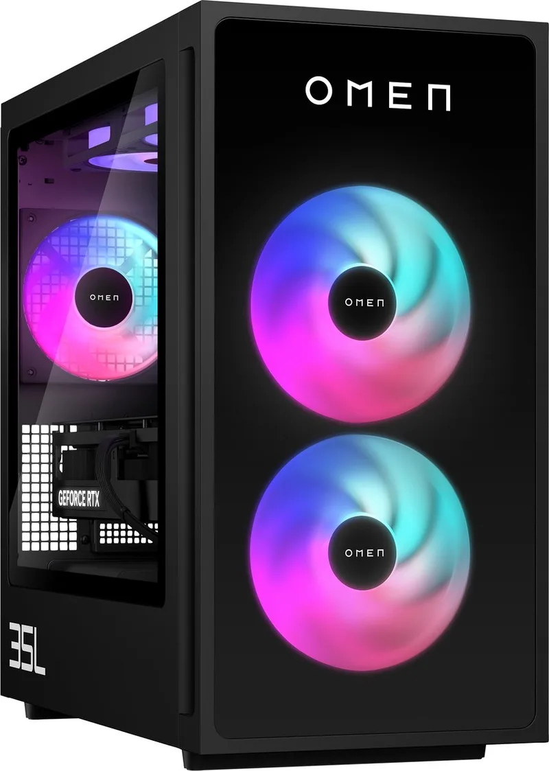 OMEN 35L GT16-1774nd - Gaming PC - AMD Ryzen™ 7 7800X3D - 32 GB DDR5-SDRAM - NVIDIA GeForce RTX 5070 Ti - Windows 11 Home by HP, Black – cover