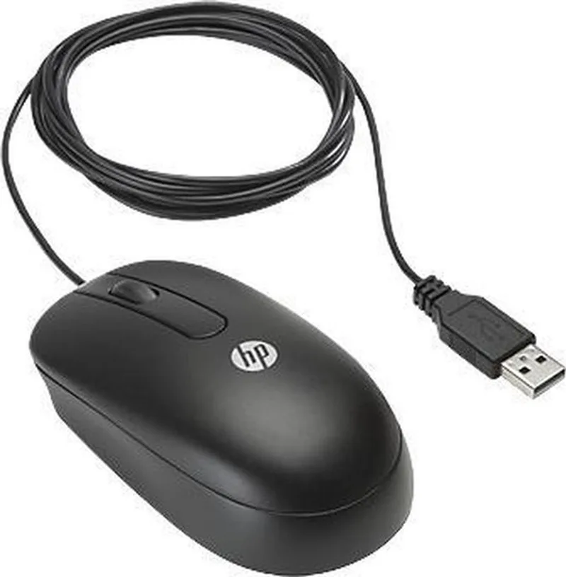 QY777AT USB Optical Scroll Mouse USB Optisch 800DPI Ambidextrous muis by HP, Black – cover