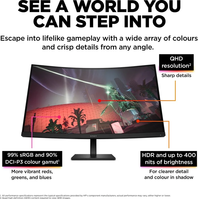 Serie - Gaming Monitor - 165Hz - Quad HD - 31,5 inch de HP, Noir – jaquette