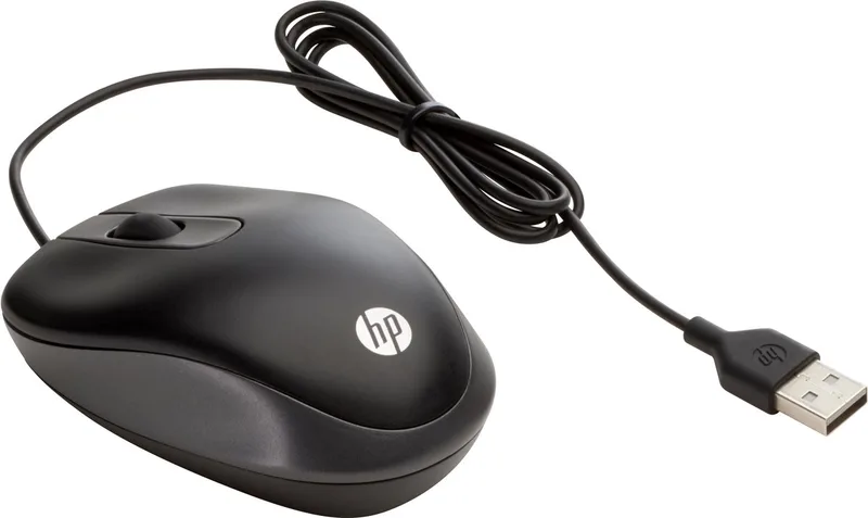 USB Travel Mouse van HP, Zwart – cover