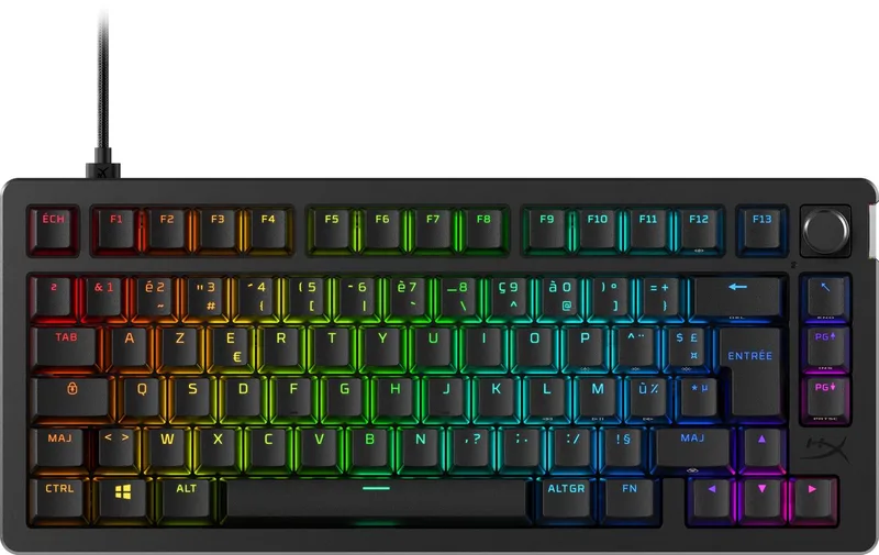 Alloy Rise 75 - Draadloos Gaming Toetsenbord - 75% Layout - Hot-Swappable - RGB - Lineaire Switches - ANSI by HyperX, Black, AZERTY – cover