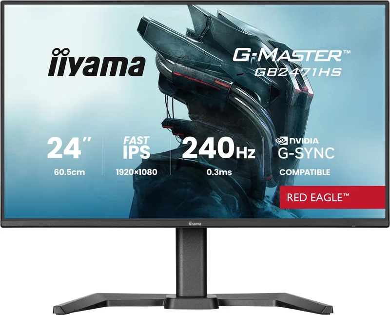 G-Master GB2471HS-B1 Red Eagle - 24 inch - Full HD - IPS - 240 Hz - Verstelbaar - G-Sync compatible by iiyama, Black – cover