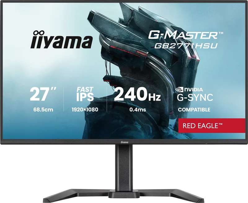 G-Master GB2771HSU-B1 Red Eagle - 27 inch - Full HD - IPS - 240 Hz - Verstelbaar - G-Sync compatible de iiyama, Noir – jaquette