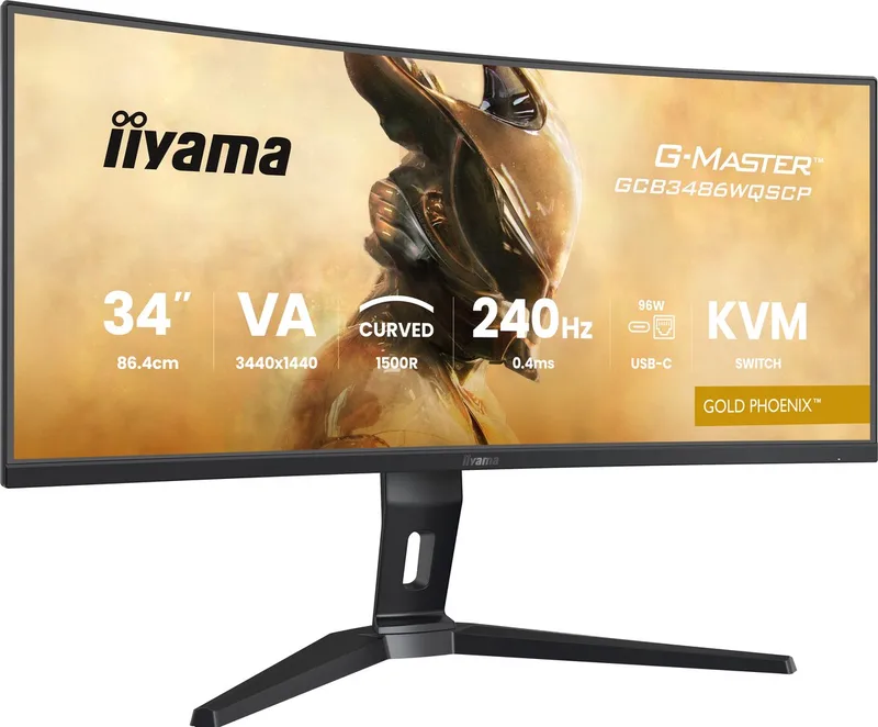 G-Master GCB3486WQSCP-B1 Gold Phoenix - 34 inch - WQHD - VA - 240 Hz - Verstelbaar - Curved - USB-C Dock van iiyama, Zwart – cover