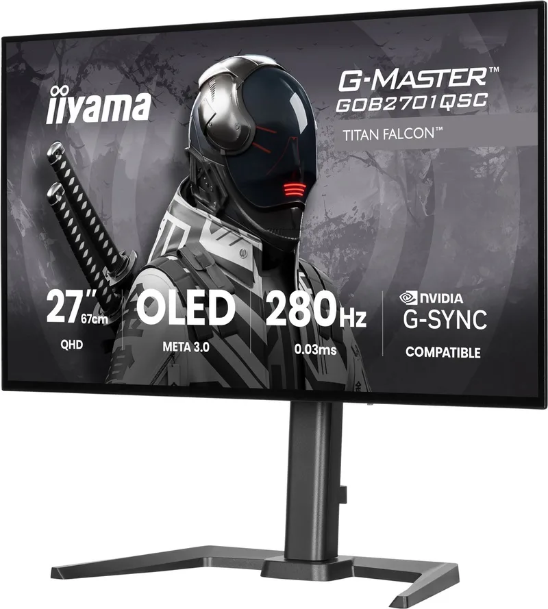 G-Master GOB2701QSC-B1 Titan Falcon - 27 inch - QHD - META 3.0 Tandem OLED - 280Hz - verstelbaar - HDR TB400 - G-Sync compatible van iiyama, Zwart – cover