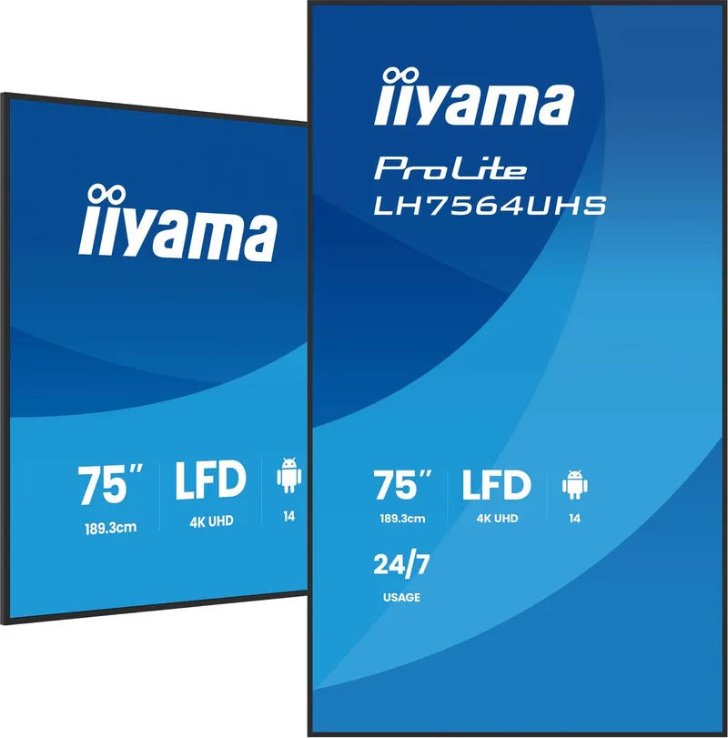Monitor Iiyama LH7564UHS-B1AG 75" 4K Ultra HD de iiyama, Noir – jaquette