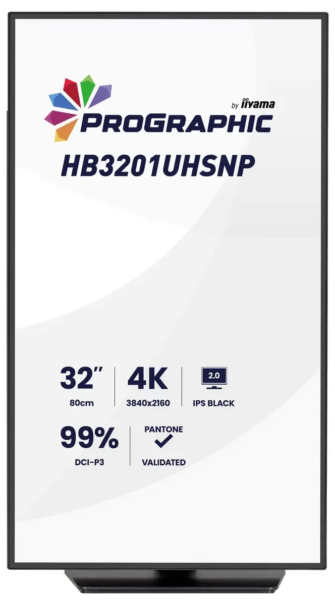 ProGraphic HB3201UHSNP-B1 - 32 inch - 4K - IPS Black 2.0 - Verstelbaar - DCI-P3(99%) - USB-C Dock de iiyama, Noir – jaquette 2 sur 2