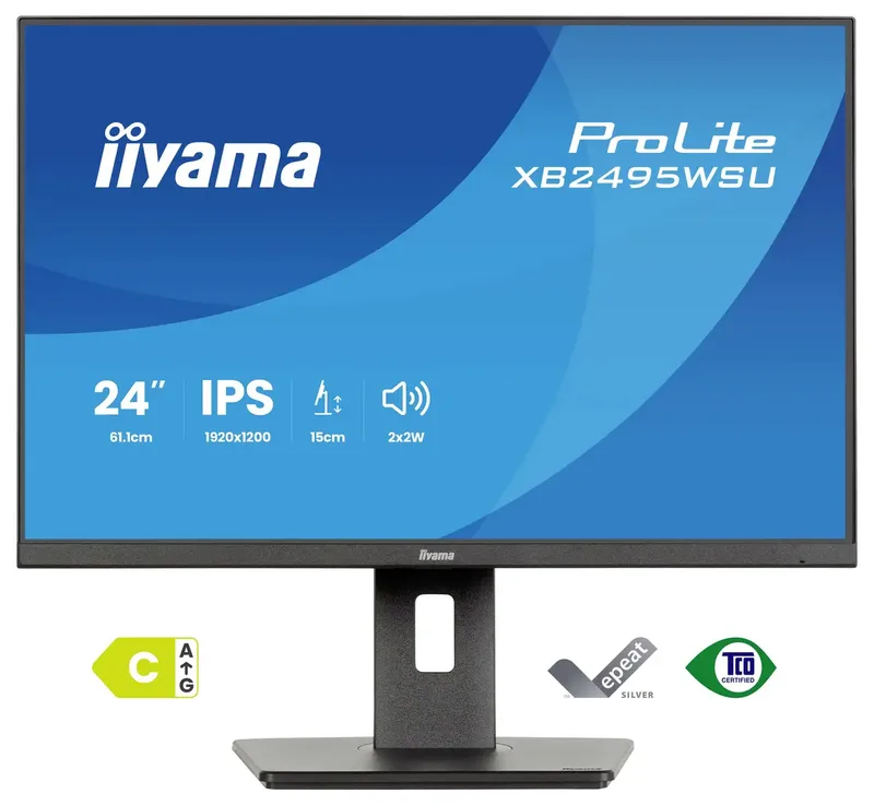 ProLite XB2495WSU-B1 - 24 inch - Full HD - IPS - USB-Hub (4x) - verstelbaar - 1920 x 1200 by iiyama, Black – cover 2 of 2