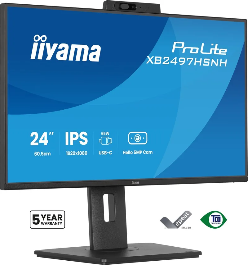 ProLite XB2497HSNH-B1 - 24 inch - Full HD - IPS - 100Hz - Verstelbaar - USB-C Dock - Windows Hello Cam by iiyama, Black – cover