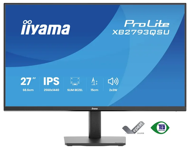 ProLite XB2793QSU-B1 - 27 inch - QHD - IPS - USB-Hub (2x) - verstelbaar by iiyama, Black – cover 2 of 2