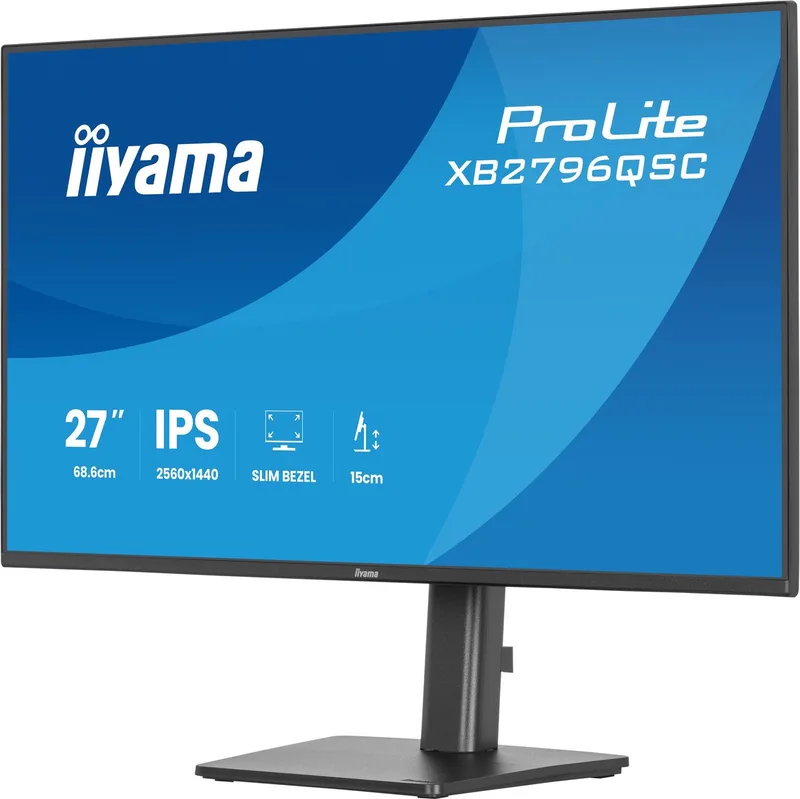 ProLite XB2796QSC-B1 - 27 inch - QHD - IPS - USB-Hub (2x) - Verstelbaar - USB-C (65 watt) by iiyama, Black – cover