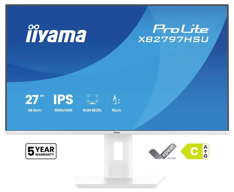 ProLite XB2797HSU-W1 - 27 inch - Full HD - IPS - USB-Hub (4x) - verstelbaar de iiyama, Blanc – jaquette 2 sur 2