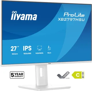 ProLite XB2797HSU-W1 - 27 inch - Full HD - IPS - USB-Hub (4x) - verstelbaar de iiyama, Blanc – jaquette 1 sur 2