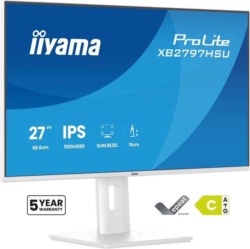ProLite XB2797HSU-W1 - 27 inch - Full HD - IPS - USB-Hub (4x) - verstelbaar by iiyama, White – cover