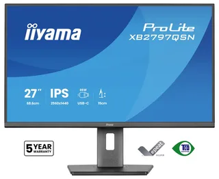 ProLite XB2797QSN-B1 - 27 inch - QHD - IPS - USB-Hub (4x) - Verstelbaar - USB-C Dock by iiyama, Black – cover 2 of 2