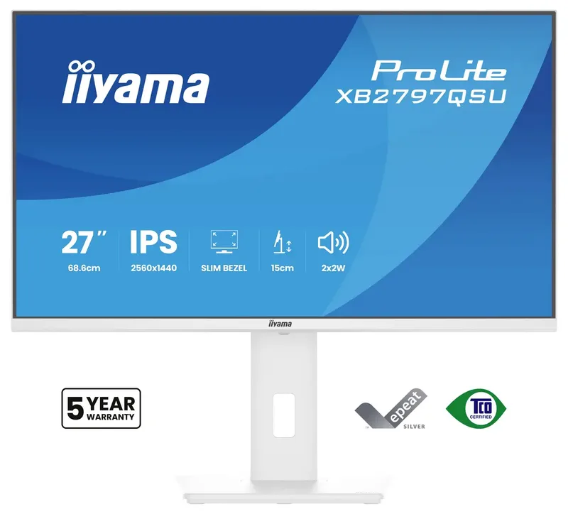 ProLite XB2797QSU-W1 - 27 inch - QHD - IPS - USB-Hub (4x) - verstelbaar by iiyama, White – cover 2 of 2