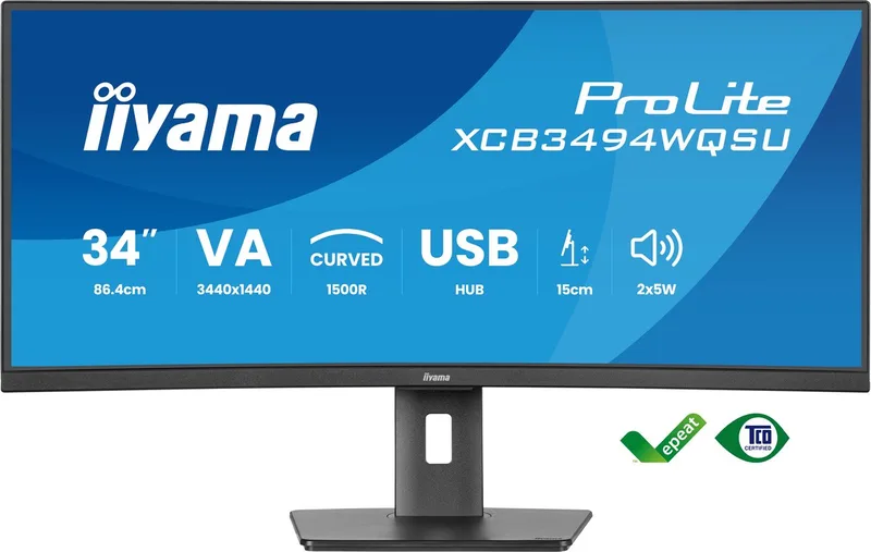 ProLite XCB3494WQSU-B1 - 34 inch - WQHD - VA - USB-Hub (4x) - Verstelbaar - Curved van iiyama, Zwart – cover