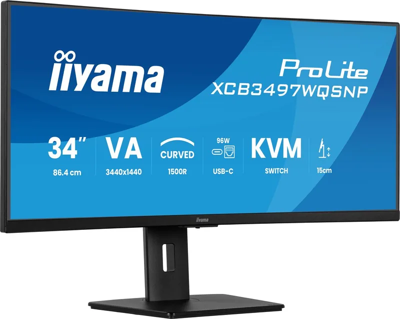 ProLite XCB3497WQSNP-B1 - 34 inch - WQHD - VA - USB-Hub (4x) - Verstelbaar - USB-C Dock - Curved van iiyama, Zwart – cover