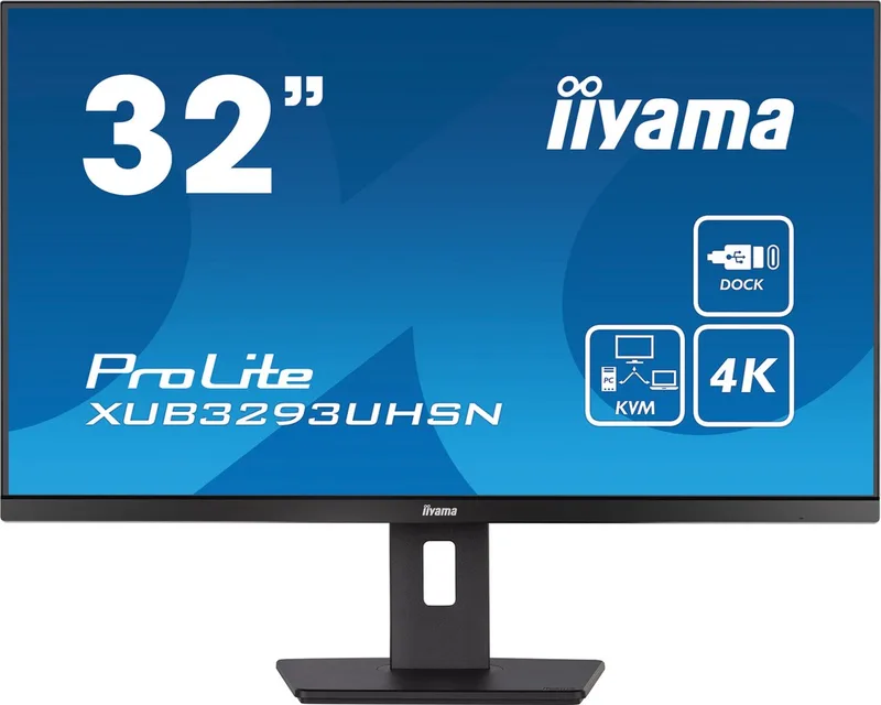 ProLite XUB3293UHSN-B5 - 32 inch - 4K - IPS - USB-Hub (2x) - Verstelbaar - USB-C Dock de iiyama, Noir – jaquette