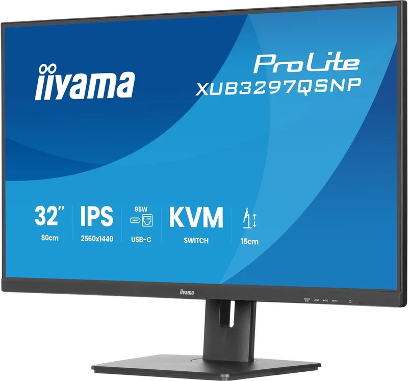 ProLite XUB3297QSNP-B1 - 32 inch - QHD - IPS - USB-Hub (4x) - Verstelbaar - USB-C Dock - KVM-switch by iiyama, Black – cover