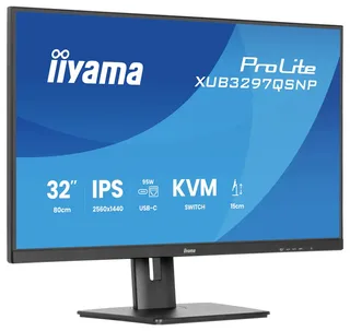 ProLite XUB3297QSNP-B1 - 32 inch - QHD - IPS - USB-Hub (4x) - Verstelbaar - USB-C Dock - KVM-switch by iiyama, Black – cover 2 of 2