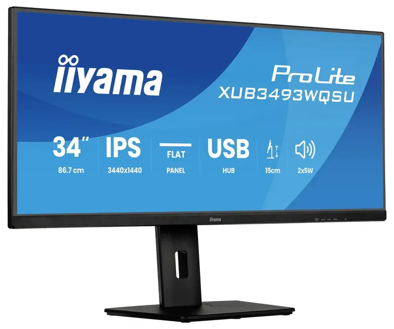 ProLite XUB3493WQSU-B6 - 34 inch - WQHD - IPS - USB-Hub (4x) - Verstelbaar van iiyama, Zwart – cover 2 van 2