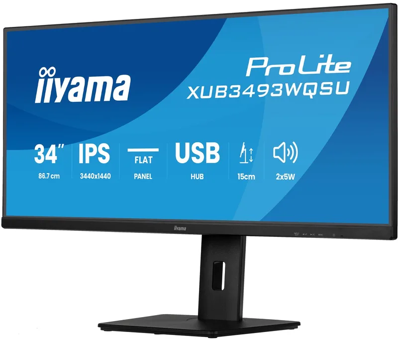 ProLite XUB3493WQSU-B6 - 34 inch - WQHD - IPS - USB-Hub (4x) - Verstelbaar van iiyama, Zwart – cover 1 van 2