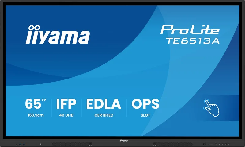 TE6513A-B3AG beeldkrant Interactief flatscreen 163,8 cm (64.5") LCD Wifi 500 cd/m² 4K Ultra HD Touchscreen Type processor Android 24/7 van iiyama, Zwart – cover