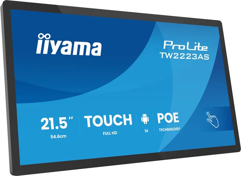 TW2223AS-B3P beeldkrant Interactief flatscreen 54,6 cm (21.5") Wifi 450 cd/m² Full HD Touchscreen Type processor Android 24/7 van iiyama, Zwart – cover