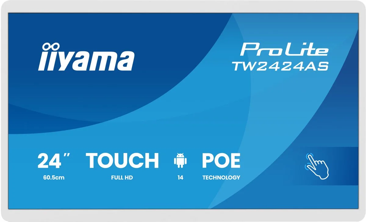 TW2424AS-W3P beeldkrant Interactief flatscreen 60,5 cm (23.8) LCD Wifi 450 cd/m² Full HD Touchscreen Type processor Android 24/7 de iiyama, Blanc – jaquette