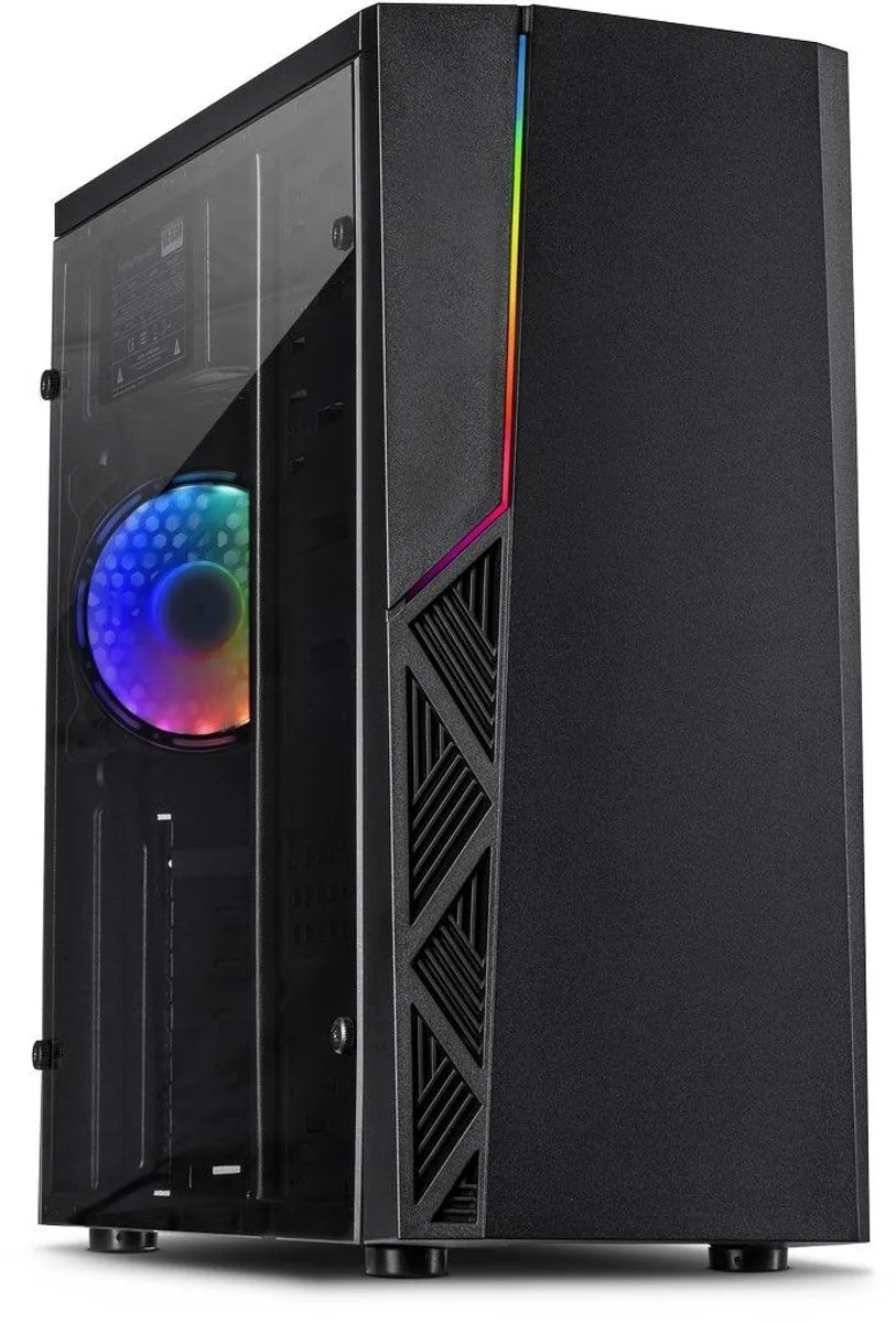 B-02 RGB - Gaming Behuizing - RGB Verlichting - Acrylic Zijpaneel - ATX Compatibel från Inter-Tech, Svart – omslag