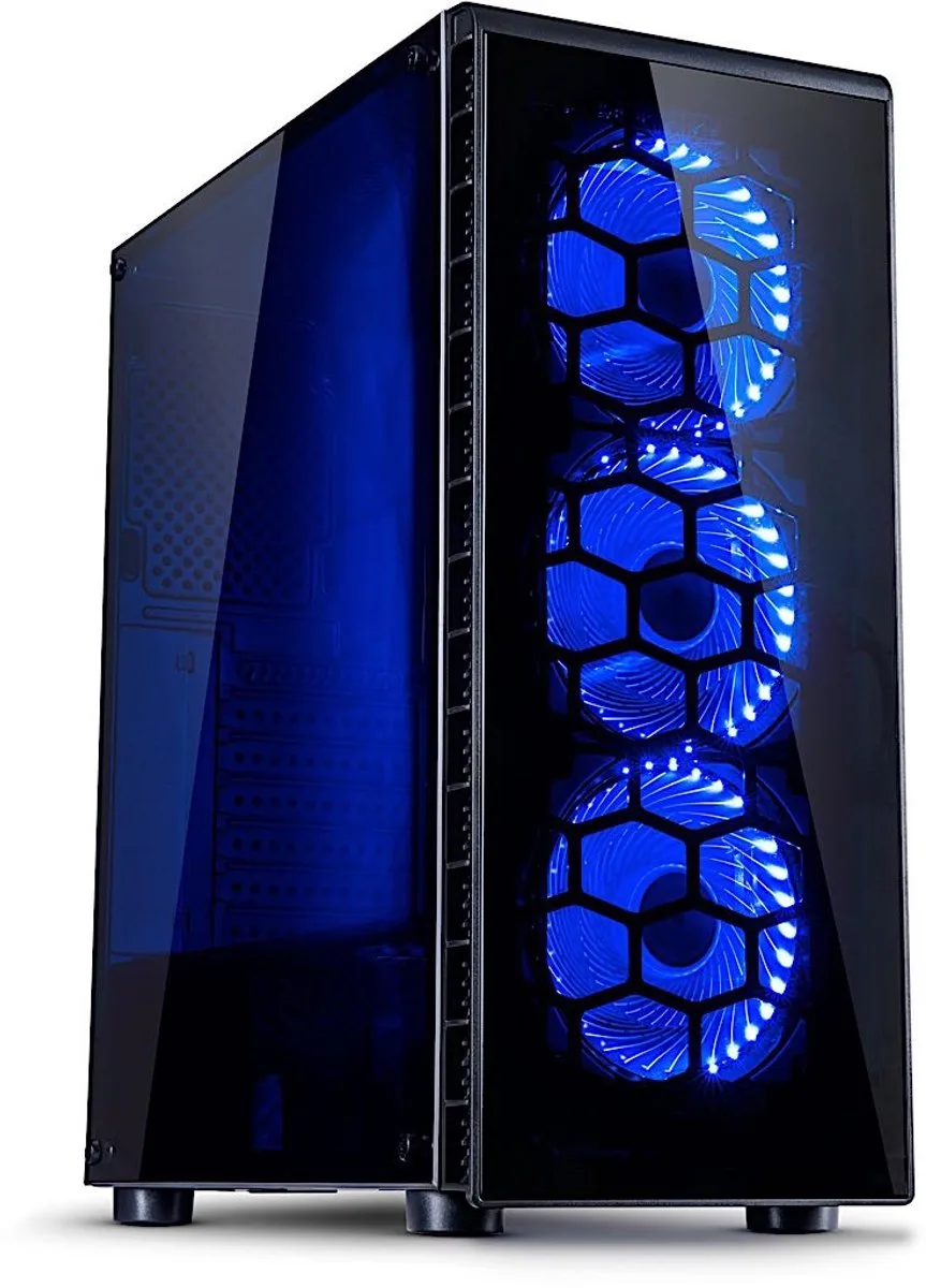 CXC2 Blue Light | Midi Tower Case van Inter-Tech, Zwart – cover