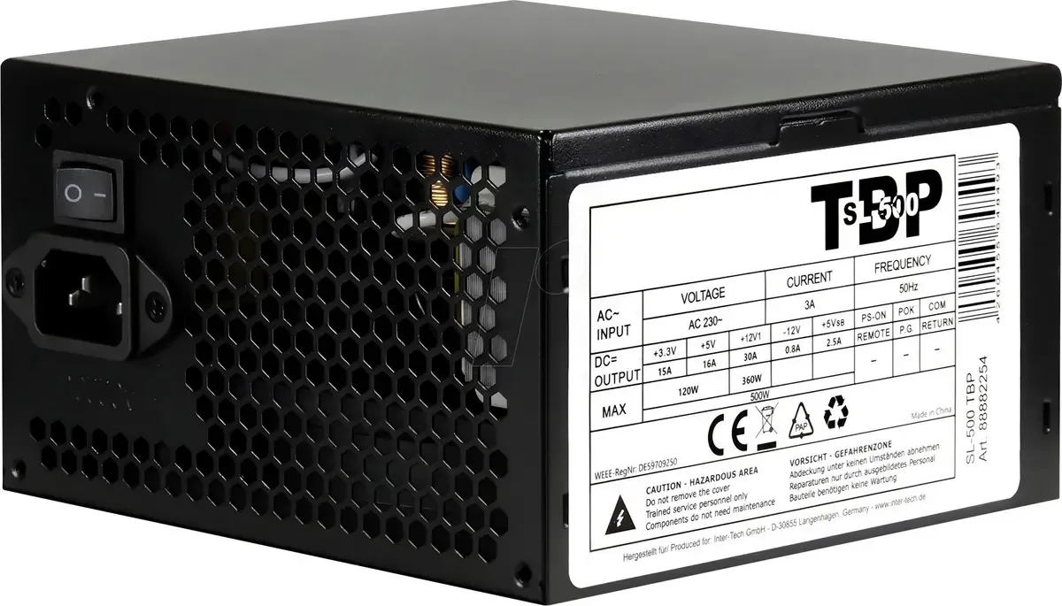 SL-500 TBP Alimentation PC 500 W ATX de Inter-Tech – jaquette